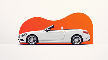 White convertible car digital mockup