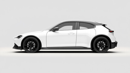 White sports car rendering on white