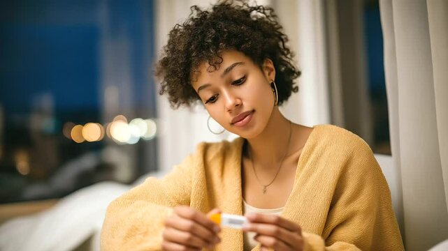 Home HIV Test Procedure for Young Woman with Finger Prick