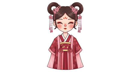 Isolated Chinese Girl Cartoon