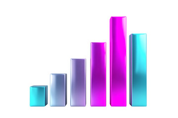 Abstract 3D bar graph showing growth and progress.