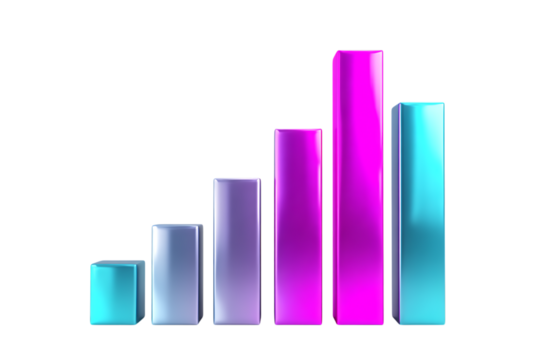 Abstract 3D bar graph showing growth and progress.