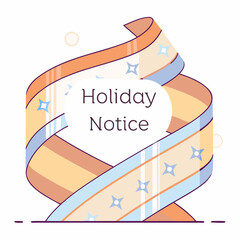Ribbon-Style Holiday Notice Icon – Festive Sign Vector for Christmas Closure, Winter Break, Seasonal Announcement, Business Signage, and Decorative Holiday Labels