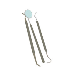 tartar cleaning tool. Dental tools icon set.