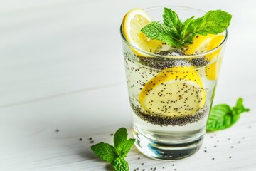Refreshing Lemon Chia Detox Water with Mint
