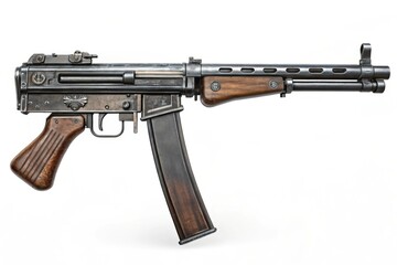 PPSh-41 Submachine Gun: Detailed Close-Up of Soviet-Era Weaponry