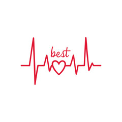 Best Nurse Typography Design with Minimalist Heartbeat Line Illustration  