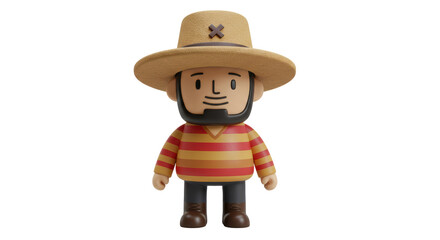 Isolated Cartoon Farmer Character