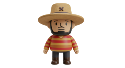 Isolated Cartoon Farmer Character