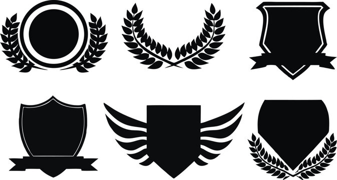 Minimalistic Vector Symbols,Shields,Laurel Wreaths, Wings, and Ribbons,Elegant Vector Icons,Wings,shield with wings vector illustration,Wings flat icon,minimal silhouette,banners for logo design set,A