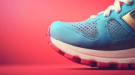 Closeup Blue Pink Running Shoe Sport Sneaker Fitness