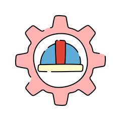 Analytics Gear Doodle style, gear with chart representing data analysis or technical role in creative workflow, useful for UX design, web analytics, or dashboard concepts.