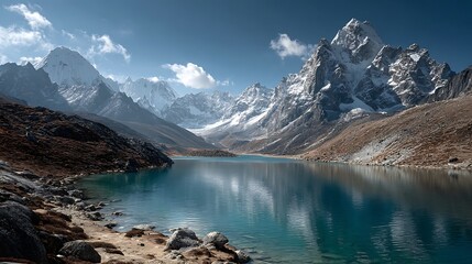 Obraz premium Glacial lake snowy peaks