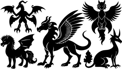 set of heraldic animals