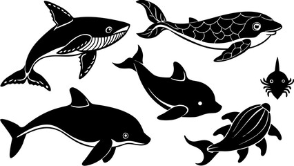 set of sea animals vector