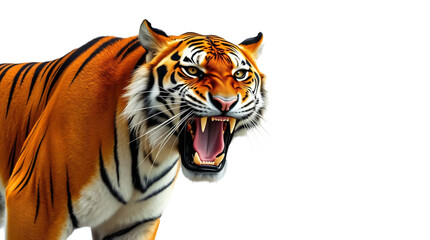 Obraz premium Roaring tiger isolated on transparent background
