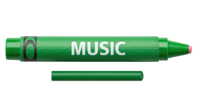 Isolated Green Music Crayon