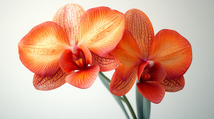 A series of digitally reconstructed orchid species, extinct for decades, displayed as photorealistic 3D renders against a stark white backdrop, showcasing their unique floral structures and 