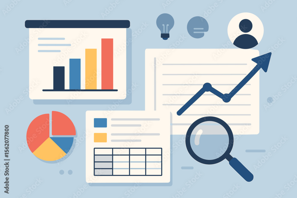 Poster business analytics dashboard concept with charts and graphs. financial data visualization for sales 