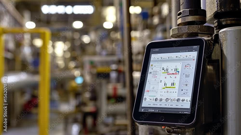 Poster Industrial tablet displaying process control information