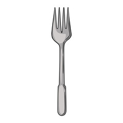 A vector illustration of a simple, elegant silver fork, perfect for menu design or culinary-themed projects.