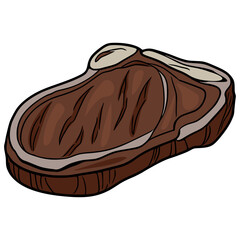 A vector illustration of a grilled steak, showcasing detailed textures and a rich brown color palette, perfect for menu designs or culinary publications.