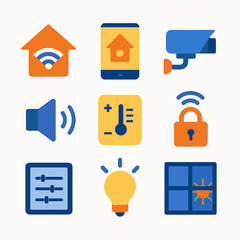 Smart home automation system icons set for modern living and technology integration