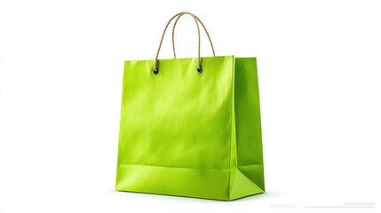 Vibrant green shopping bag displayed against a clean white background, ideal for eco-friendly promotions