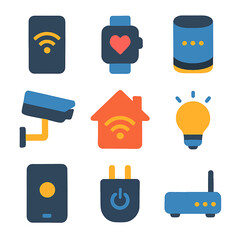 Smart home automation system with connected devices vector icons set illustration
