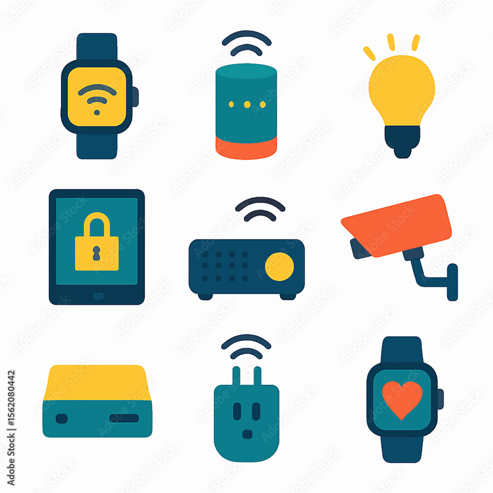 Poster smart home devices vector illustration displaying connectivity and automation technology