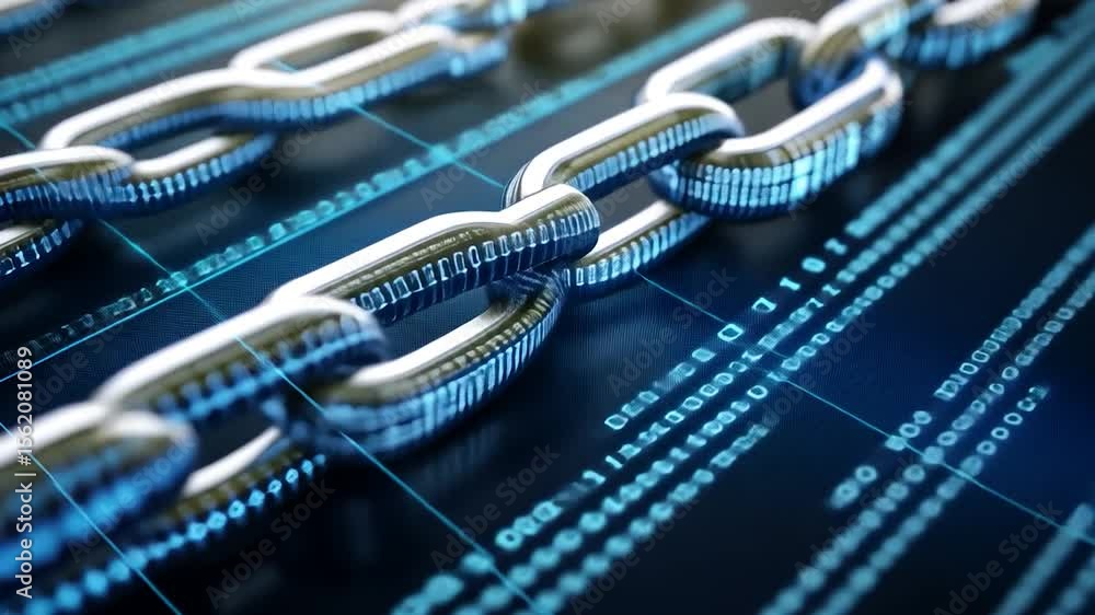 Poster Digital chain link with binary code