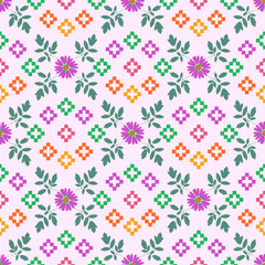 Pink and Purple Princess Floral Seamless Repeat