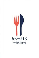 Logo art representing a food production company uses British colors in a flat design. The playful yet serious aesthetic highlights love for food with simple lines and a clean outline