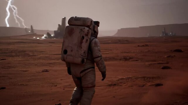 Astronaut Walking on Mars