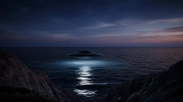 UFO Hovering Over Ocean