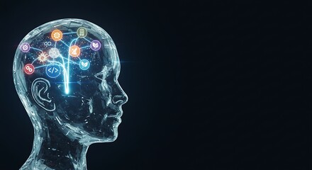 Fototapeta premium Human Brain Network Digital Mind and Neural Connections Visualization