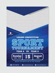 Modern blue design template sports tournament event post, vector flyer for sports event, poster, banner, flyer, invitation, flyer, sports club, championship.
