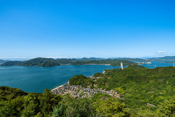 Fototapeta premium 高見山展望台から望む瀬戸内海の島々 広島県尾道市