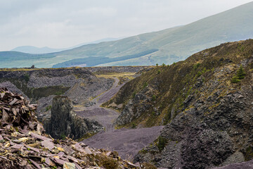 Dramatic Industrial Scars: A Disused Mine Pit and Surrounding Hills