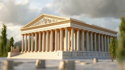 Obraz premium Ancient Greek Temple Architectural Marvel: A Digital Reconstruction