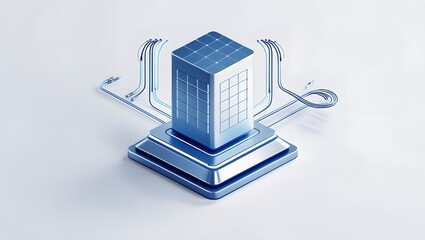 Isometric Data Transfer and Cloud Storage Icon: Digital Service Representation with Network Connection for Websites