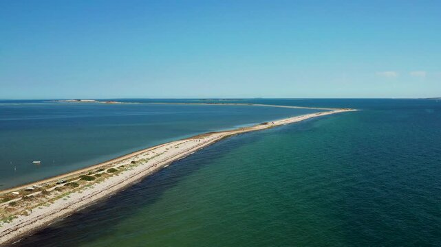Aerial view of Grenen sandbar point, Denmark.