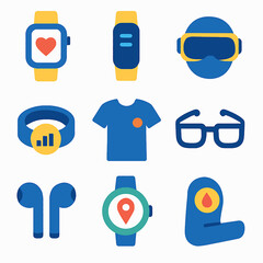 Wearable technology and health monitoring devices illustration vector design