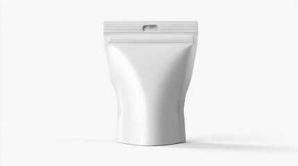 White packaging pouch standing upright on a plain background, ideal for product showcasing