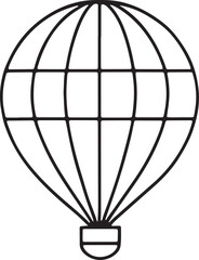 Hot air balloon in outlined drawing style for children's coloring book or travel illustration