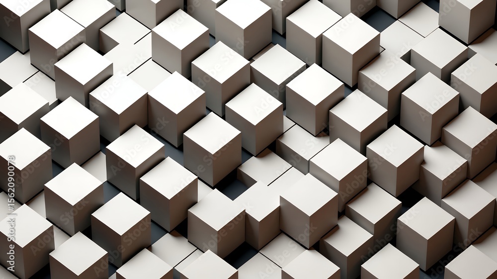 Poster white cubes arrangement creating an abstract geometric pattern