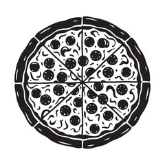 Round, rich, and iconic – Pizza silhouette shaped into simple Pizza vector – Pizza illustration

