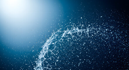 Obraz premium Water Splash on Blue: Witness the raw power and beauty of water in motion, captured as a dynamic splash against a gradient blue backdrop, creating an abstract representation of purity and energy.