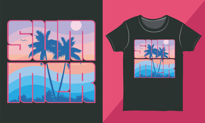 Summer Typography T-shirt Design Template, Vintage Beach Shirt for Summer, Printable T-shirt Design