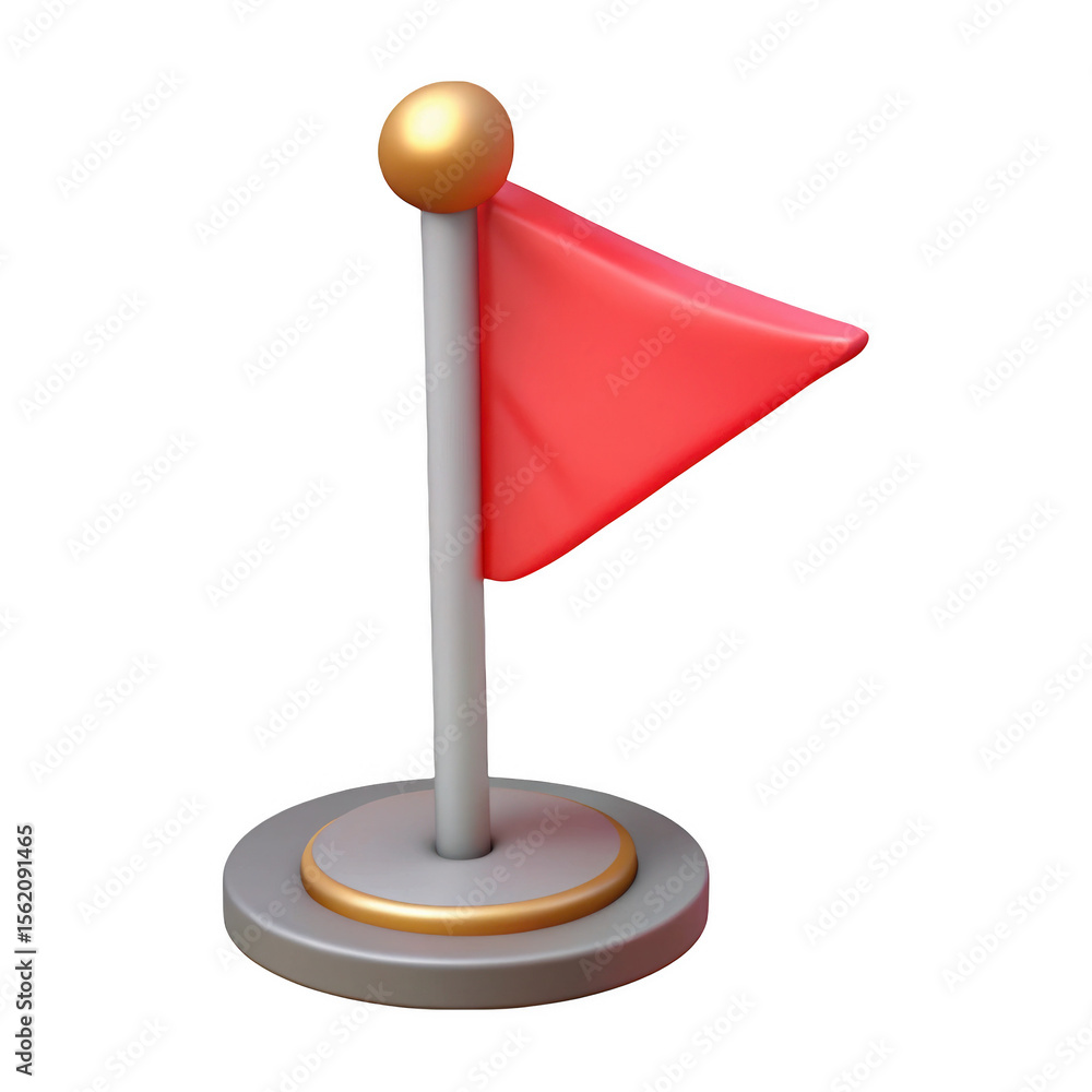 Poster red 3d flag icon isolated on transparent background